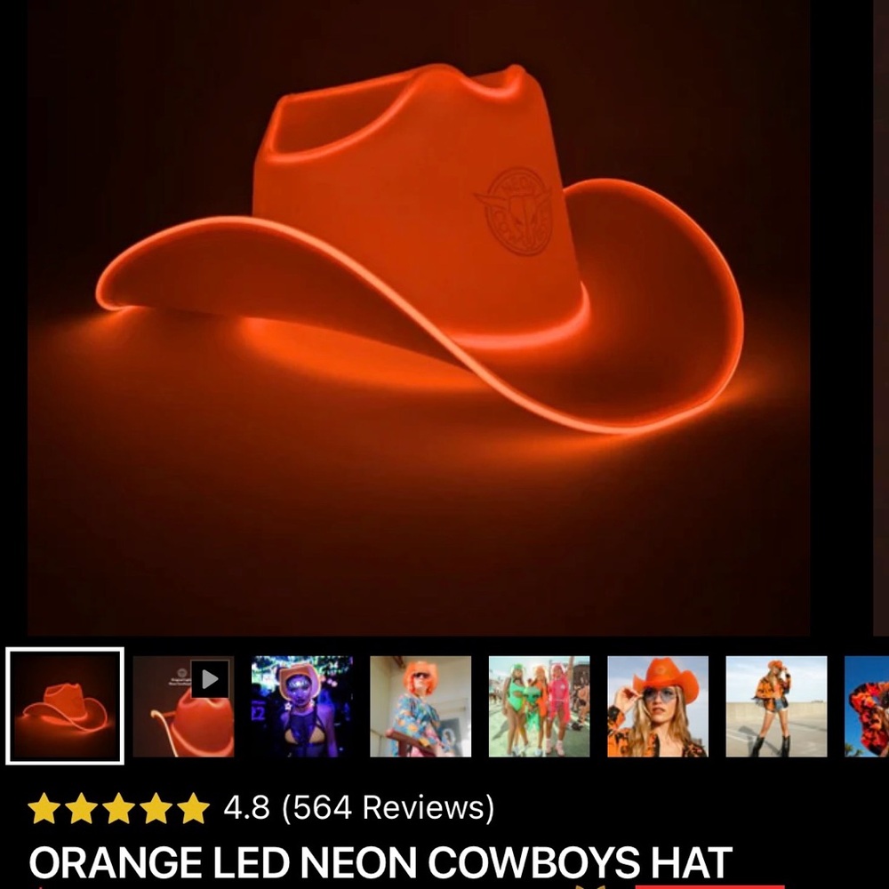 Neon Cowboys Orange LED Neon Cowboy Hat